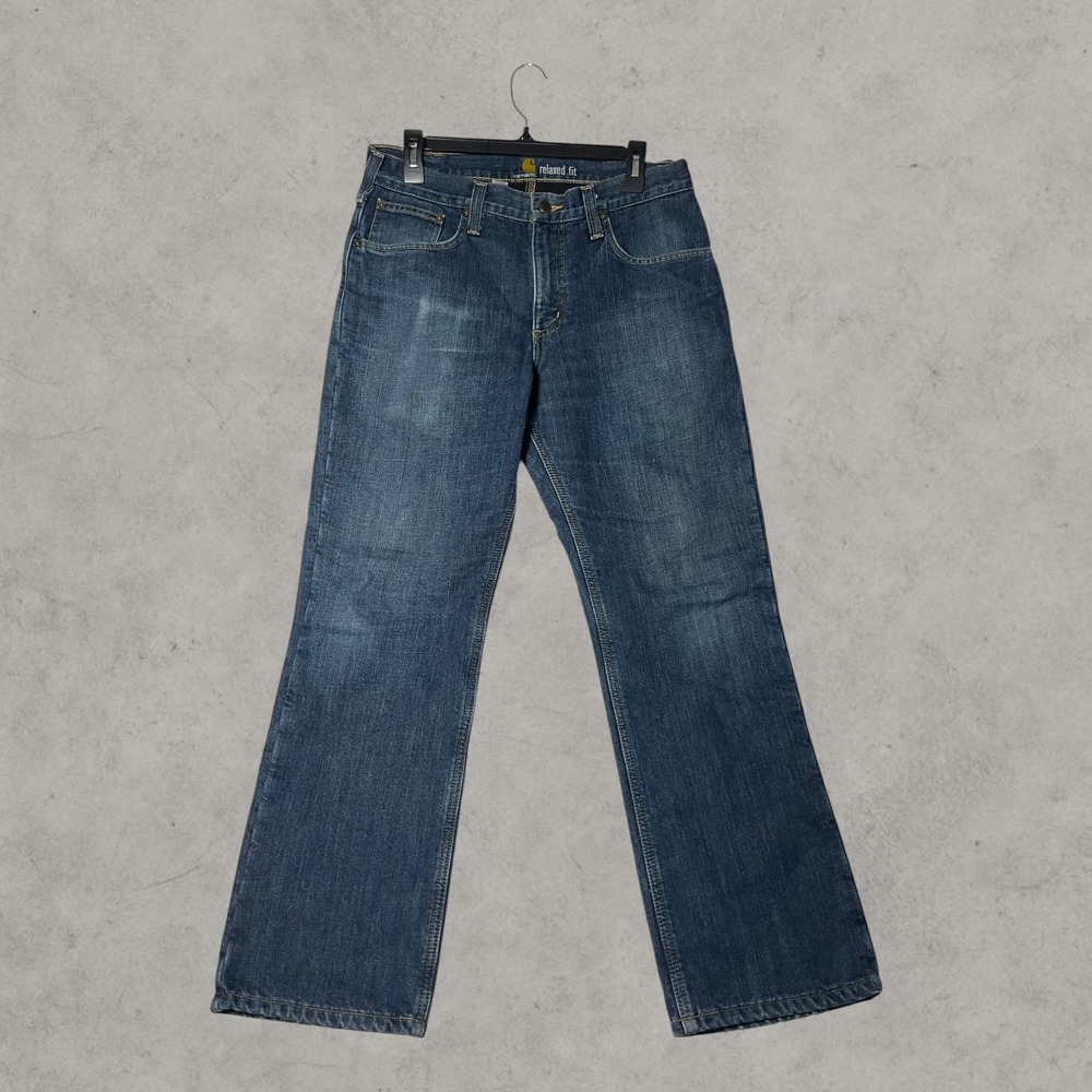Carhartt Relaxed Fit Blue Denim Jeans Straight Leg Dark Wash Mens 33x30